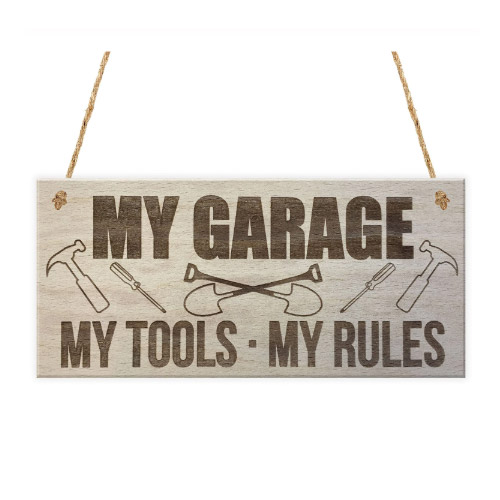 Houten bord - My garage 