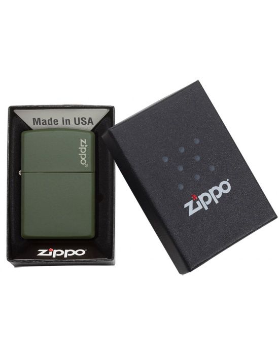 Zippo green matte met logo