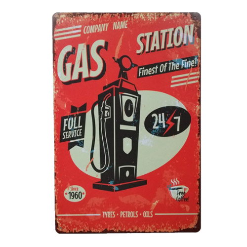 Metalen bord Gas station - 30 x 20