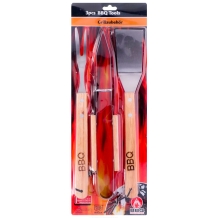 BBQ gereedschap set 3 delig - Hout RVS