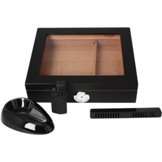 Humidor set inclusief knipper en asbak - Mat zwart