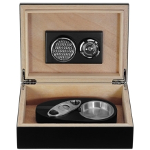 Humidor set inclusief knipper en asbak - Mat zwart
