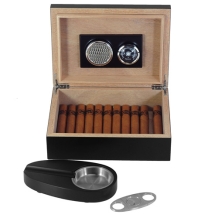 Humidor set inclusief knipper en asbak - Mat zwart