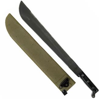 Saw-back machete with sheath