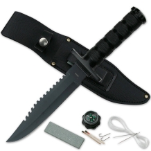 Survival mes zwart - 30 cm