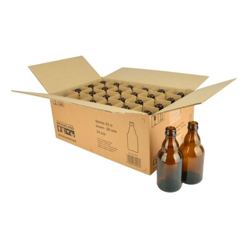 Bierfles Steinie bruin 33 cl , 26 mm - doos 24 st