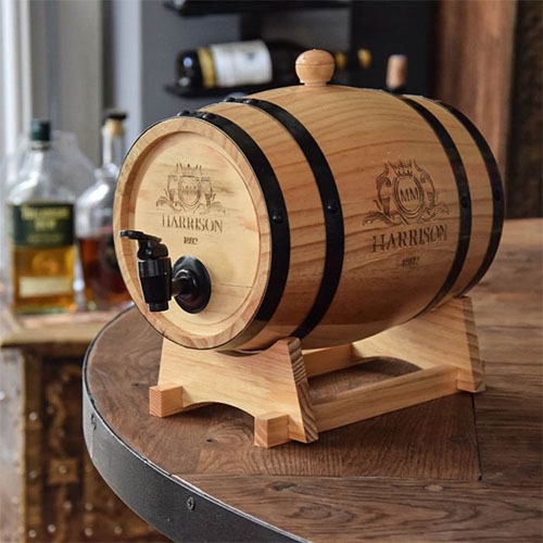 Wooden barrel whisky dispenser - 3L 