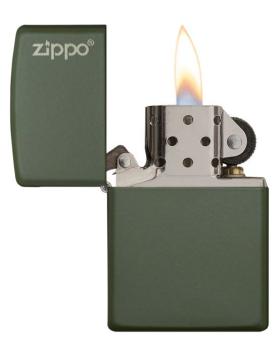 Zippo green matte met logo